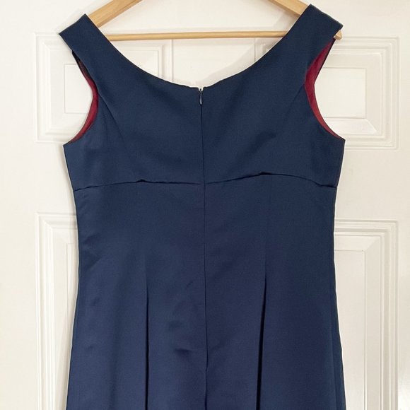 Vintage 80s Hampton Nites Blue Satin Gown - Picture 3 of 4